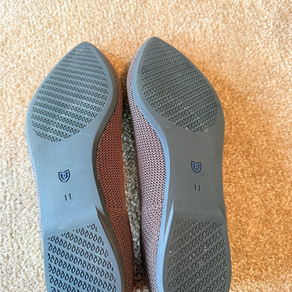 Rothy's Plum Pointed Toe Flats with Blue Trim - Picture 2 of 4